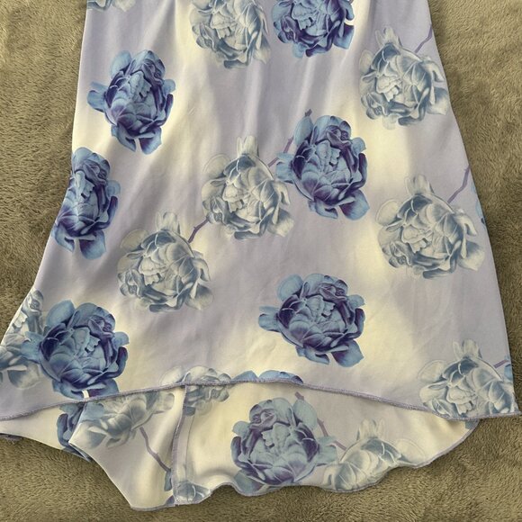 Vintage 90s Y2K Esprit Purple Floral Drape Neck Slip Dress 9/10 Fairy Whimsigoth - Picture 2 of 6